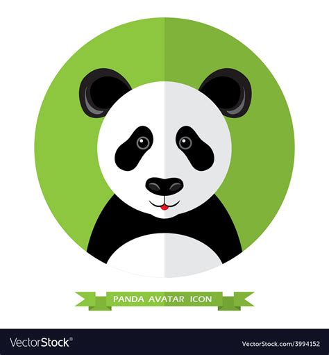 Flat Style Panda Bear Avatar Icon Design Element Vector Image