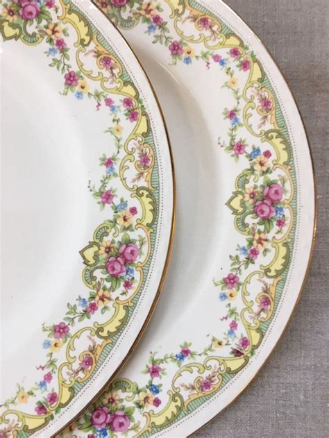 Vintage Floral Plates Set Of 2 Homer Laughlin Craftsman China Etsy