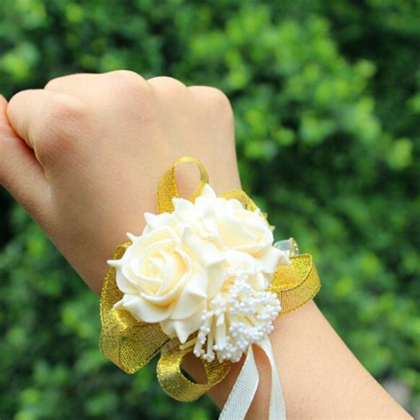 wrist corsages for wedding set of 4 foam rose corsages with bracelet for wedding mother of