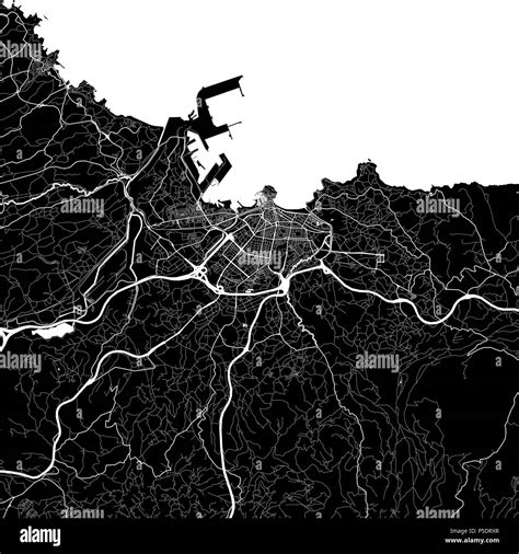 Area Map Of Gijón Spain Dark Background Version For Infographic And