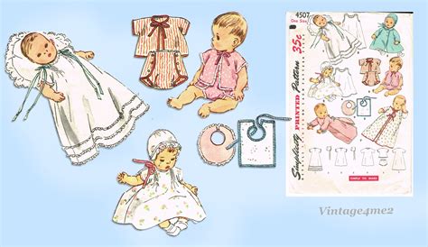 1950s Vintage Simplicity Sewing Pattern 4507 Baby Infant Layette Set