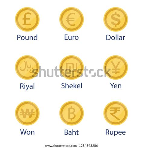 World Currency Symbol Coins Set Collection Stock Vector Royalty Free
