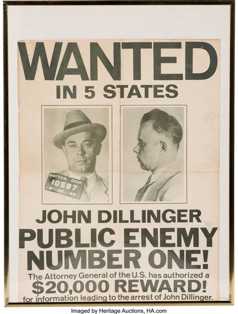 John Dillinger Public Enemy Number One Wanted Poster Lot