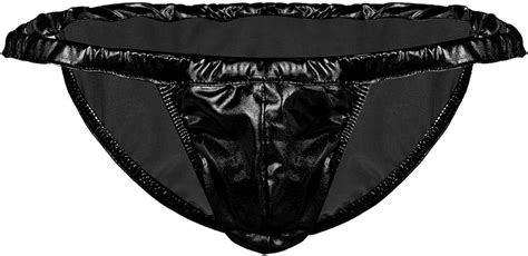 Panties Men Lingerie Wetlook Patent Leather Soft Shiny Spandex Latex