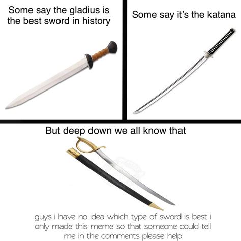 guys please i want to impress my friends with my sword knowledge r historymemes