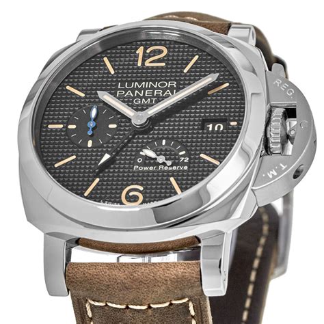 Panerai Luminor 1950 3 Days Gmt Power Reserve Black Dial Brown Leather