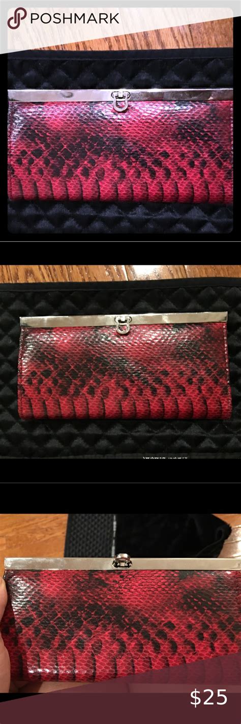 Apt 9 Black And Red Faux Snakeskin Wallet Faux Snakeskin Black And