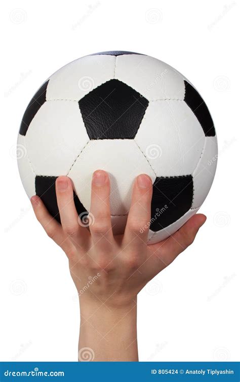 Hand Hold Soccer Ball Stock Images Image 805424