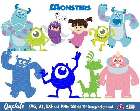 Monsters Inc 25 Svg Cliparts Svg And Dxf Files For Cute Etsy