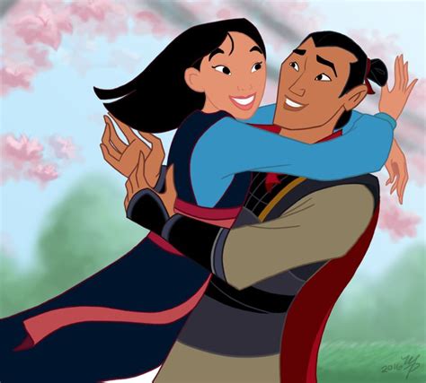 Mulan And Shang And Their Romantic Loving Embrace Hug Mulan Disney