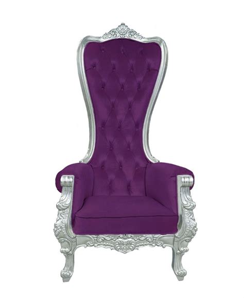 Baroque Throne Chair Queen High Back Chair Purple Velvet And Silver