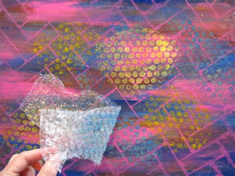 Abstract Painting Idea With Acrylics Masking Tape And Bubble Wrap