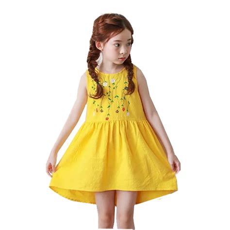 Yellow Flowers Dress Girls Backless Bowknot Yellow Dress Summer Kids