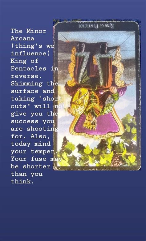 A path may soon open up to. King of Pentacles in reverse in 2020 | Daily tarot, Tarot ...