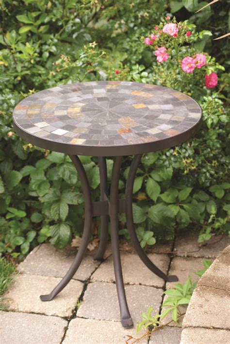 It's now time to lay a decorative mat at your office or home to welcome guests. 18" Slate Mosaic Accent Table for Decks, Patios and Gardens