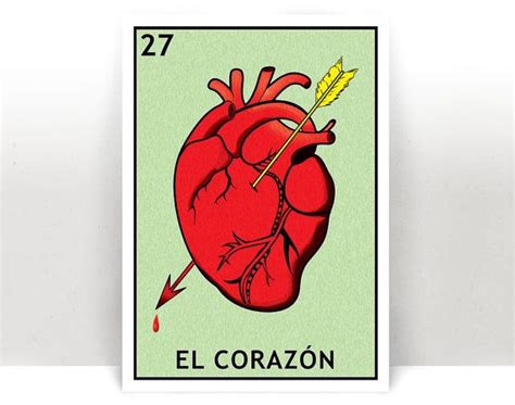 El Corazon Loteria Card The Heart Mexican Bingo Art Print Etsy Posters Art Prints Poster