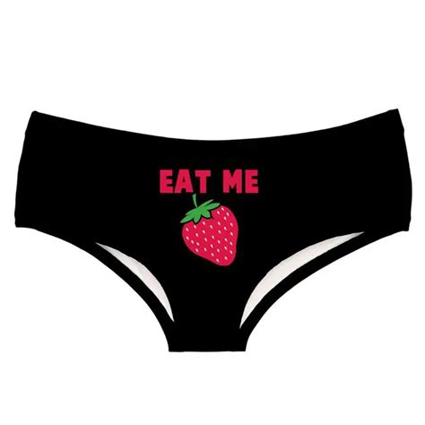 Leimolis Strawberry Black Funny Print Sexy Hot Panties Female Kawaii Lovely Underwear Push Up