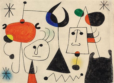 Archives Des Joan Miro Personnages Et Oiseaux Dans La Nuit Arts Et