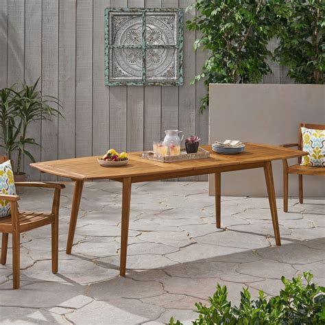 Jaxson Outdoor Acacia Wood Expandable Dining Table Teak Home And Garden