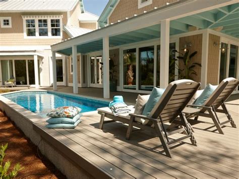 Swimming Pool Area With Beachy Blue Accents Hgtv