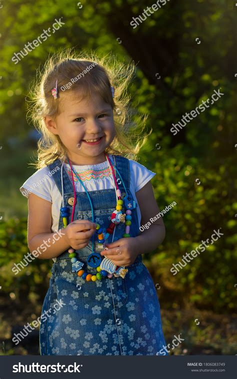 Playful Little Girl Portrait Park Smiling Stock Photo 1806083749