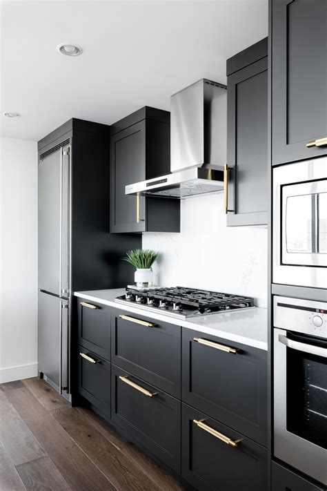 Black Cabinet Kitchen With Brass Details Buster Punch