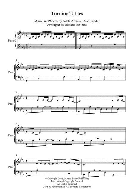 Turning Tables By Adele Piano Sheet Music Pdf Download