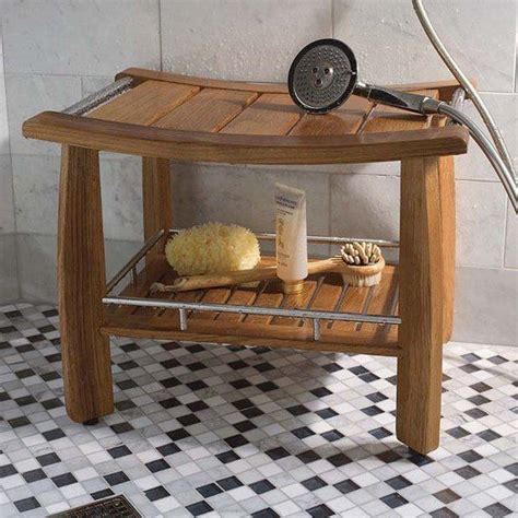 Beautiful Teak Shower Bench With Storage Shelf Bathroom Furniture Shower Seat Ideas Teak