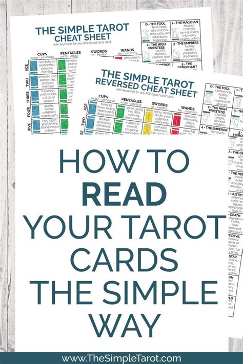How To Read Your Tarot Cards The Simple Tarot Sheet Is Great For Teaching