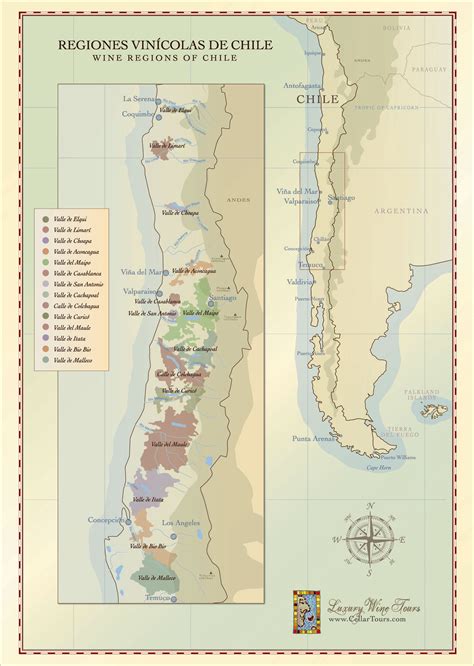 Chilean Wine Regions Map Incl Aconcagua Maipo Valleys Cellartours
