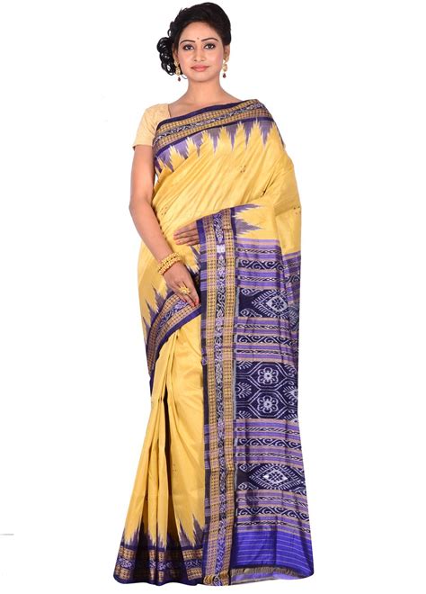 Patola Silk Creamish Yellow Zari And Resham Woven Saree Saree