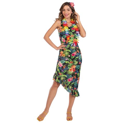 Adult Ladies Hawaiian Fancy Dress Costume Hula Luau Lei Flower Beach