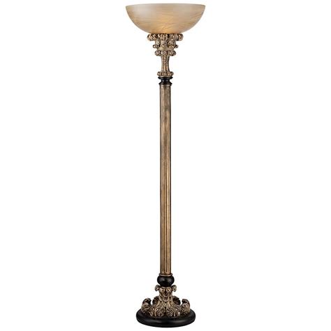 Use the table lamps as accent pieces on your end tables or as foyer table lighting. Florencio Antique Gold Torchiere Floor Lamp - #4C504 ...