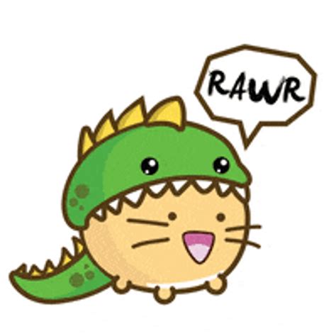 Rawr Cartoon Cat Dressed As Dinosaur 