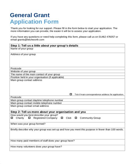 Grant Application Template Free