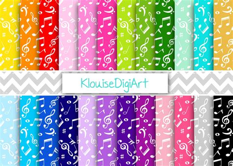 Rainbow And Pastel Music Notes Digital Printable Papers Etsy