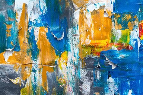 Color Strokes On Canvas Modern Art Abstraction Blue Texture Paint