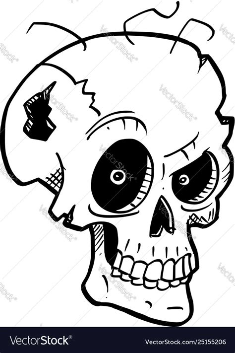Dead outline skull human cartoon bones dancing skeletons skeleton. Cartoon or drawing crazy halloween skull Vector Image