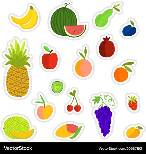 Fruits Stickers Set Royalty Free Vector Image Vectorstock