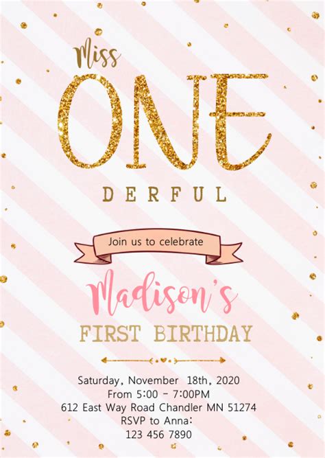 Onederful 1st Birthday Party Invitation Template Postermywall