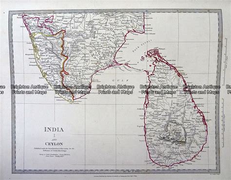 Antique Map 232 048 Ceylon And Southern India By Sduk C1844