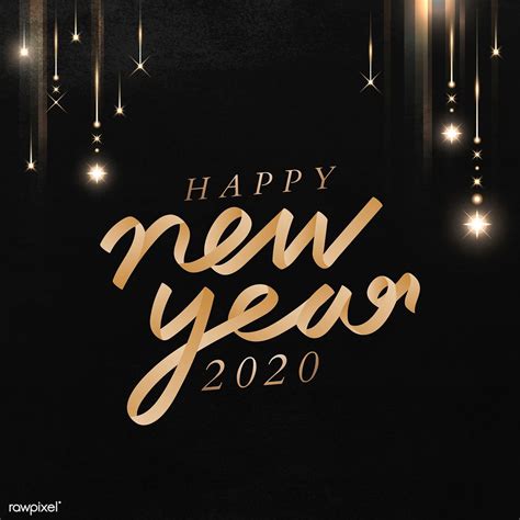 Happy New Year Black Greeting Card Template Vector Premium Image By
