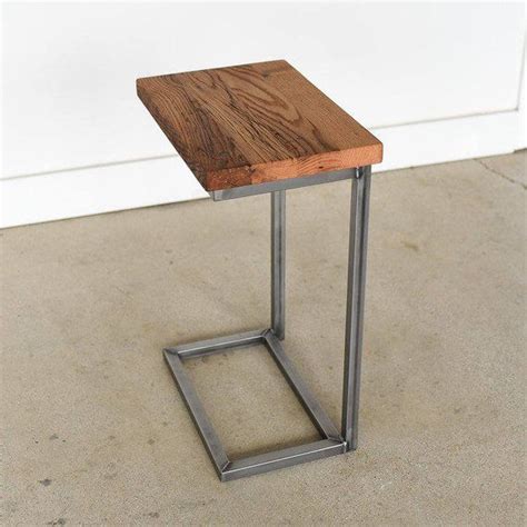 Wide Reclaimed Wood C Table Industrial Metal C End Table Etsy