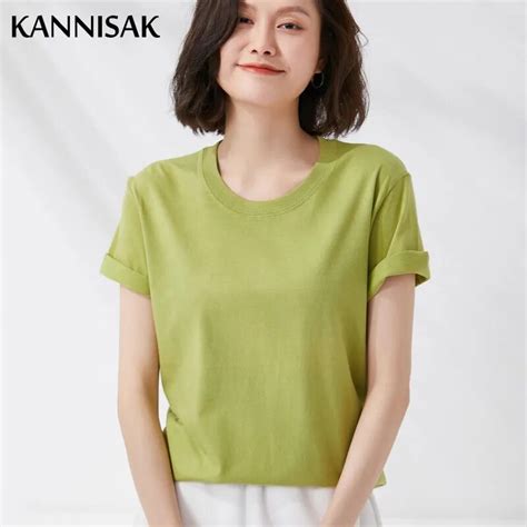 Camisetas De Manga Corta Con Cuello Redondo Para Mujer Tops Lisos De Verano Camisas Harajuku