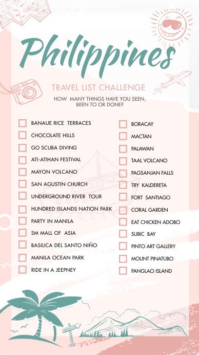 Modèle Philippines Travel List Checklist Instagram S Postermywall