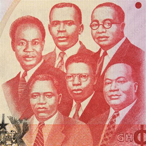 The Big Six Portraits On Ghana 1 Cedi 2015 Banknote Ghanaian Money