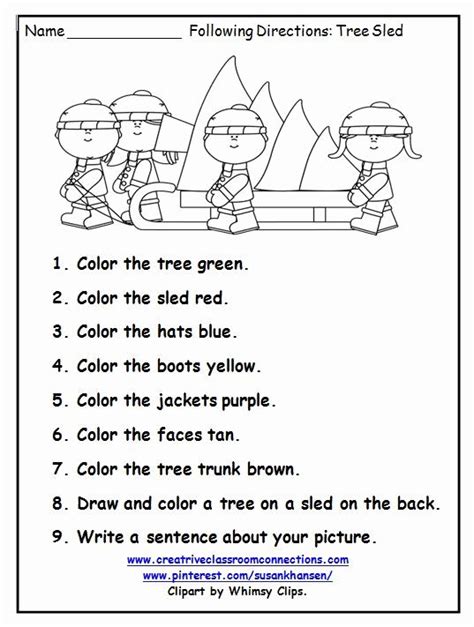 Follow Directions Worksheet Preschool Speech And