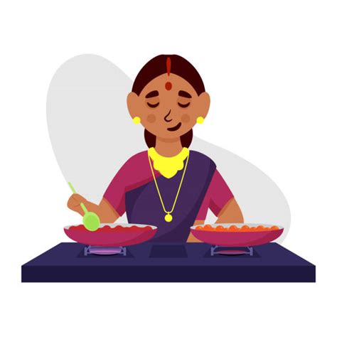 Indian Woman Cooking Illustrations Royalty Free Vector Graphics And Clip