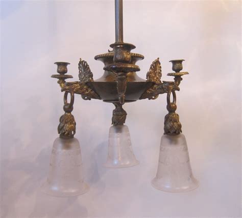 Early 1900s english arts and crafts antique stained glass wall lights and sconces. Three arm ceiling light - Exeter Antique Lighting Company ...