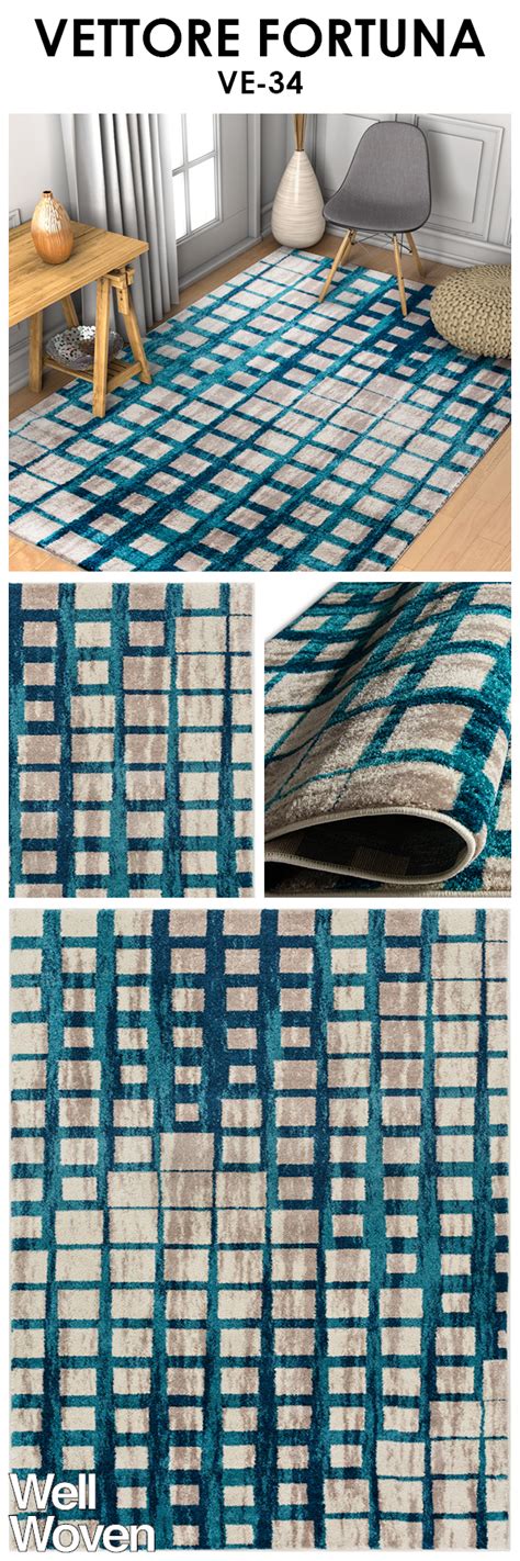 Vintage shag rug art wall hanging mid century modern retro mod large 47 x 33 $144.99. Fortuna Blue Mid-Century Modern Rug | Mid century modern ...
